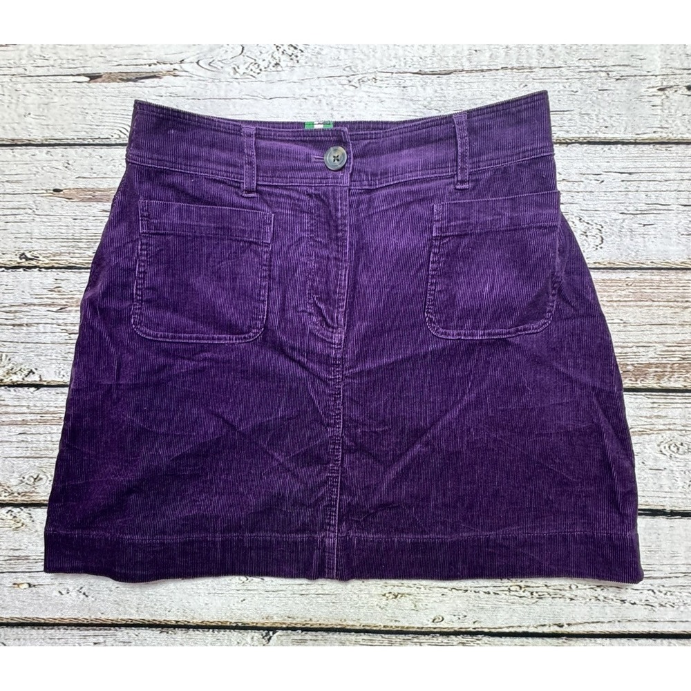 Boden Womens Corduroy Mini Skirt 4P Petite Purple Pockets Casual A Line